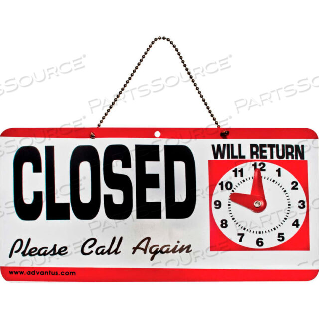 OPEN/CLOSED SIGN WITH HAND CLOCK, 11-1/2 X 6