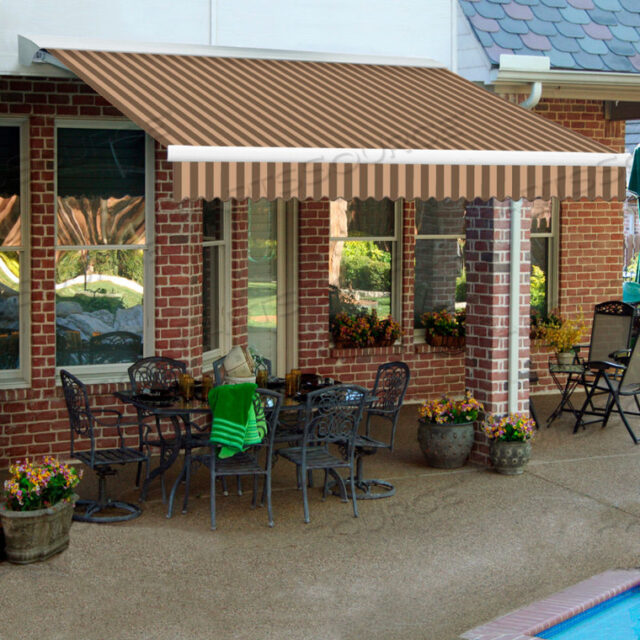 RETRACTABLE AWNING MANUAL 14W X 10D X 10H BROWN/TAN