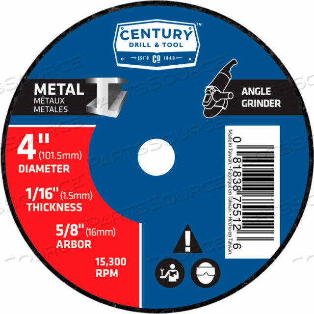 OEM#: 755120 ОТРЕЗНОЙ КРУГ 4 X 5/8 АЛЮМИНИЕВЫЙ ОКСИД от Century Drill And Tool