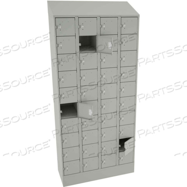 OEM#: CP10-091572-D-LGY40 Дверной шкафчик для сотового телефона - 4 ширины с засовом 36 Ш x 15 Г x 72 СВЕТЛО-СЕРЫЙ от Tennsco Corp.