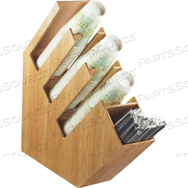 БАМБУКОВЫЙ ОРГАНАЙЗЕР ДЛЯ ЧАШКИ, КРЫШКИ И СОЛОМИНКИ 4-1/2 Ш X 20 Г X 19-1/2 В
