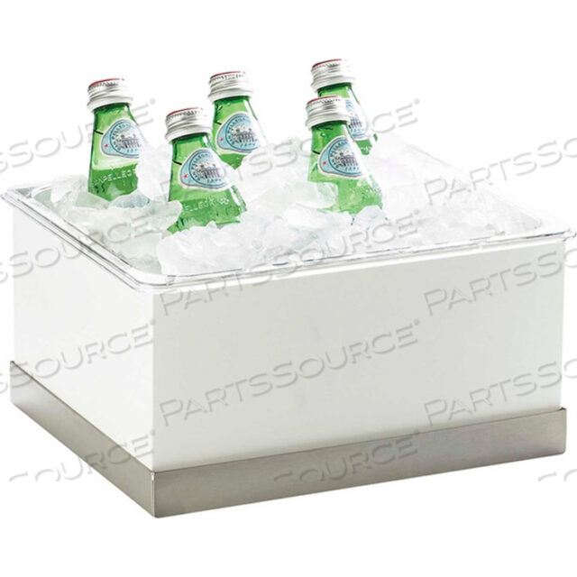 LUXE ICE HOUSING 10W X 12-1/4D X 6-1/2H WHITE AND STAINLESS STEEL