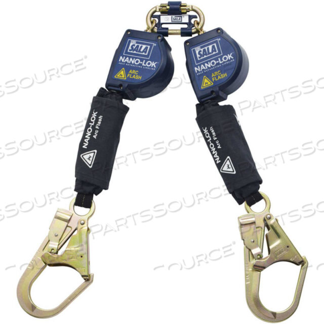ARC FLASH TWIN-LEG SELF RETRACTING LIFELINE, STEEL HOOK, 8