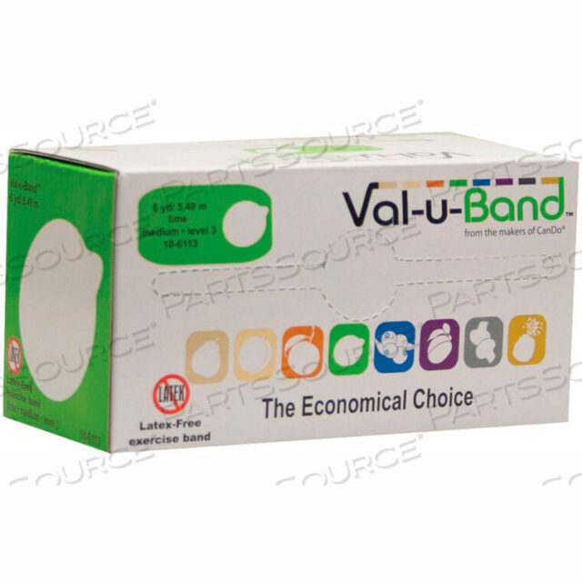 OEM#: 10-6113VAL-U-BAND LATEX FREE EXERCISE BAND, LIME - LEVEL 3, 6 YARD ROLL/BOX by Fabrication Enterprises