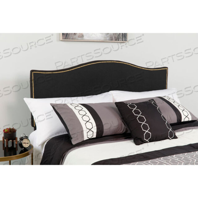 FLASH FURNITURE LEXINGTON ОБИТАЯ ДВУСПАЛЬНАЯ ИЗГОЛОВЬЕ КРОВАТЬ С АКЦЕНТНОЙ ОТДЕЛКОЙ ГВОЗДЬМИ - ТКАНЬ - ЧЕРНАЯ