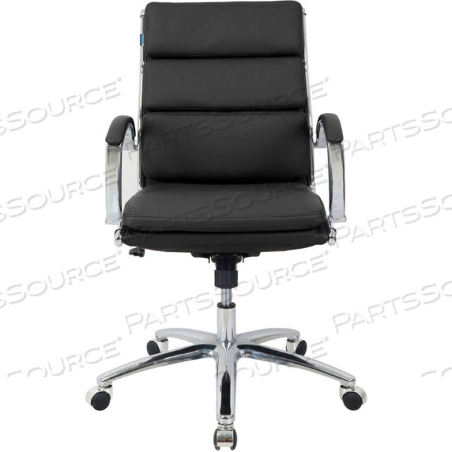 INTERION MODERN RIBBED EXECUTIVE CHAIR - КОЖА - СРЕДНЯЯ ЧАСТЬ СПИНКИ - ЧЕРНЫЙ