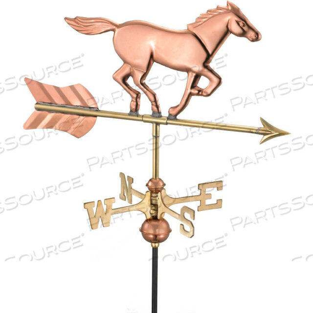 HORSE GARDEN WEATHERVANE, POLISHED COPPER W/GARDEN POLE