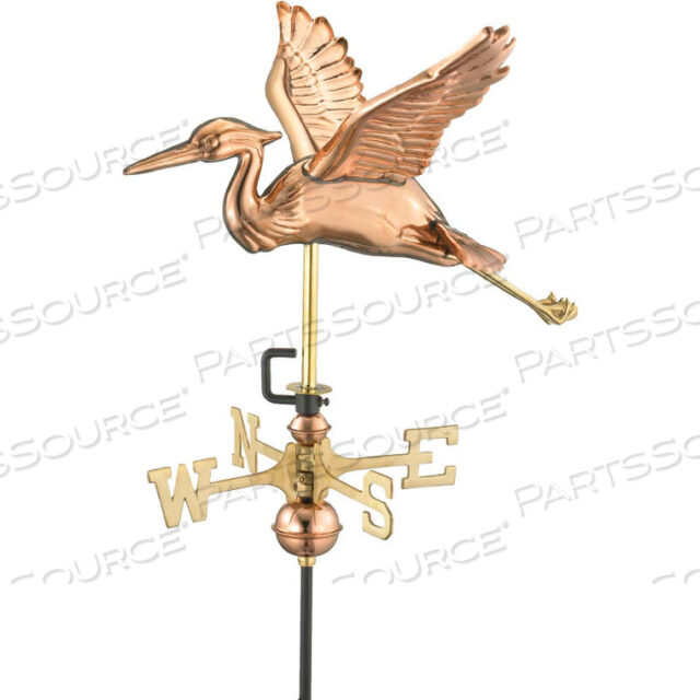 САДОВЫЙ ФЛЮГЕР BLUE HERON, ПОЛИРОВАННАЯ МЕДЬ С САДОВЫМ ШЕСТОМ