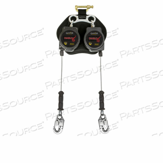OEM#: 11075DIABLO 8 DBL САМОСТОЯТЕЛЬНЫЙ СПАСАТЕЛЬНЫЙ ЛИнь, ПЕРЕДНИЙ КРАЙ, ОЦИНКОВАННЫЙ АЛЮМИНИЙ. КАРАБИН, 4-1/4H от Guardian Fall Protection