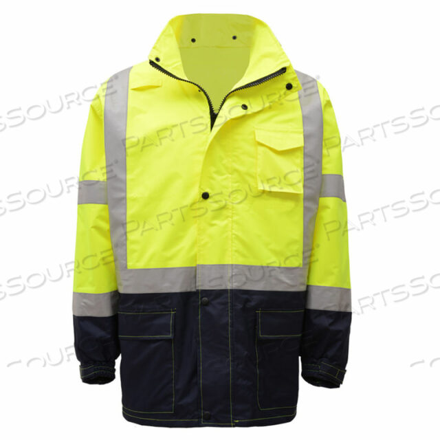 OEM#: 6003-S/M6003 ПЛАЩ-ДОЖДЕВИК С КАПЮШОНОМ ПРЕМИУМ КЛАССА 3, ЛАЙМОВЫЙ С ЧЕРНЫМ НИЖОМ, S/M от GSS Safety LLC