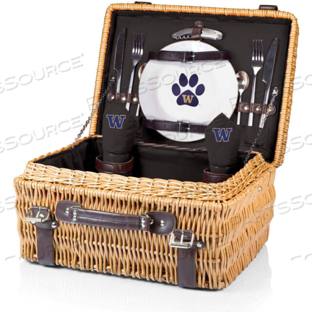 КОРЗИНА ДЛЯ ПИКНИКА CHAMPION - ЧЕРНАЯ (UNIVERSITY OF WASHINGTON HUSKIES) ЦИФРОВАЯ ПЕЧАТЬ
