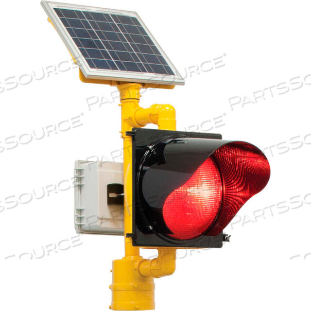 BLINKERBEACON СВЕТОДИОДНЫЙ ПРОБЛЕСК НА СОЛНЕЧНОЙ БАТАРЕЕ, КРАСНАЯ ЛИНЗА, ЖЕЛТЫЙ КОРПУС