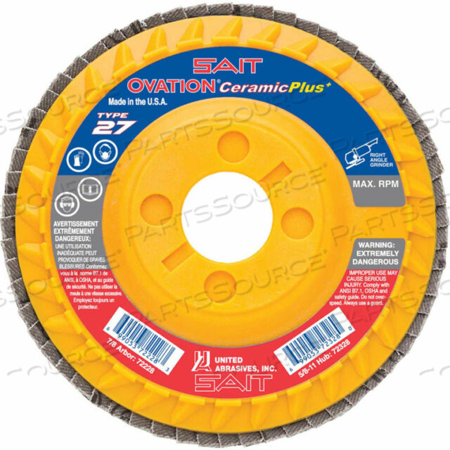 OVATION ATTACKER FLAP DISC T27 5-1/2X 7/8 40 GRIT КЕРАМИКА