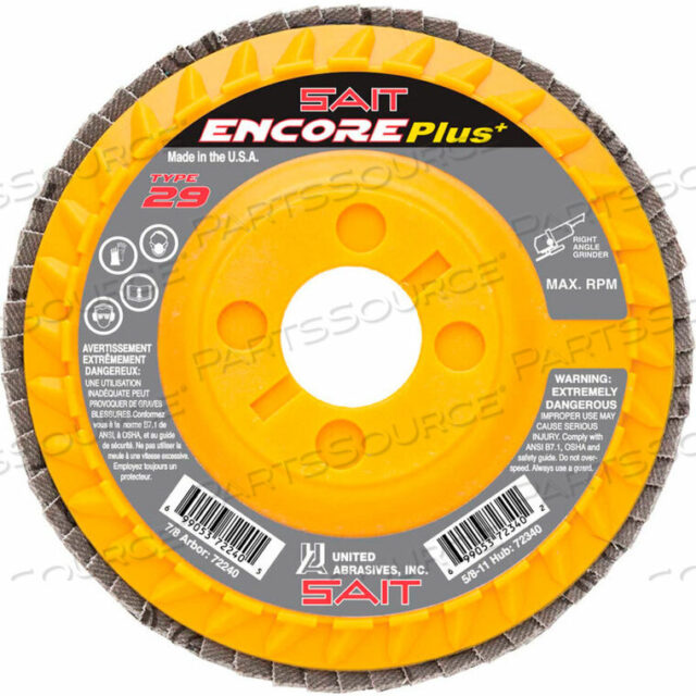 OEM#: 72247ENCORE FLAP DISC TYPE 29 5 X 7/8 80 GRIT ZIRCONIUM by United Abrasives-Sait