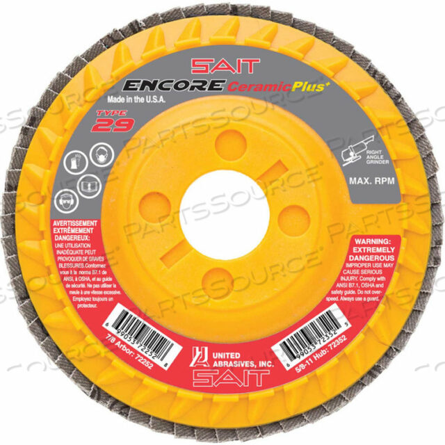 ЛЕПЕСТКОВЫЙ ДИСК ENCORE ТИП 29 4-1/2 X 7/8 40 ЗЕРНИСТОСТЬ КЕРАМИКИ