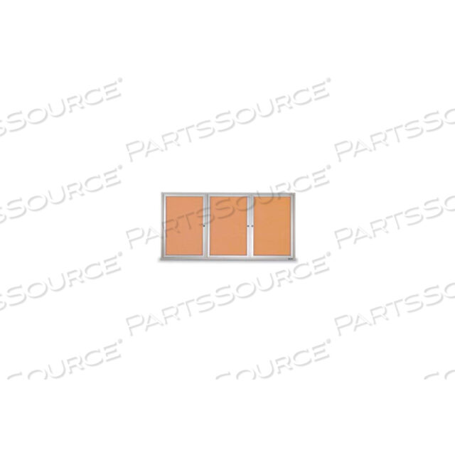 OEM#: UV408-SATIN-CORK72W X 48H 3-ДВЕРНАЯ УЛИЧНАЯ ЗАКРЫТАЯ ПРОБКОВАЯ ДОСКА С РАМКОЙ ИЗ САТИНОВОГО АЛЮМИНИЯ от United Visual Products