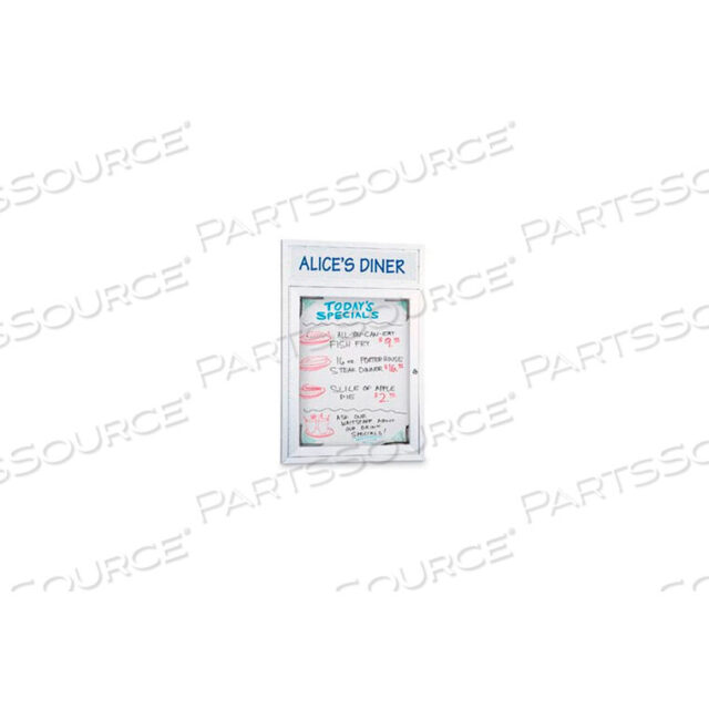 OEM#: UV858WH-SATIN-WHPSDE18W X 24H 1-ДВЕРНЫЙ УЛИЧНЫЙ ЗАКРЫТЫЙ ФАРФОР НА СТАЛЬНОЙ ПЛАТЕ С ЗАГОЛОВКОМ от United Visual Products
