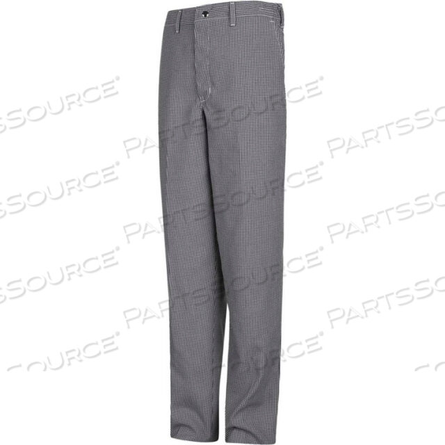 CHEF DESIGNS CHECKED COOK PANTS, BLACK & WHITE CHECK, SPUN POLYESTER, 42 X 36