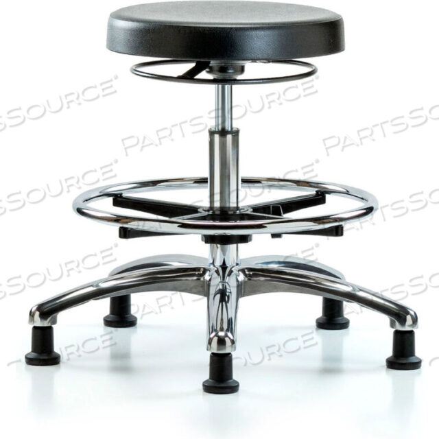 OEM#: CLR-PMBSO-CR-CF-RG-BLKBLUE RIDGE ERGONOMICS ТАБУРЕТ ДЛЯ ЧИСТЫХ ПОМЕЩЕНИЙ С ПОДНОЖКАМИ И ПОДНОЖКОЙ - СРЕДНЯЯ ВЫСОТА СКАМЬИ - ЧЕРНЫЙ от E Com Inc