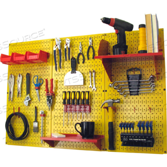 OEM#: 30-WRK-400 YRPEGBOARD СТАНДАРТНЫЙ НАБОР ДЛЯ ХРАНЕНИЯ ИНСТРУМЕНТОВ, ЖЕЛТЫЙ/КРАСНЫЙ, 48 X 32 X 9 от Wall Control Pegboard